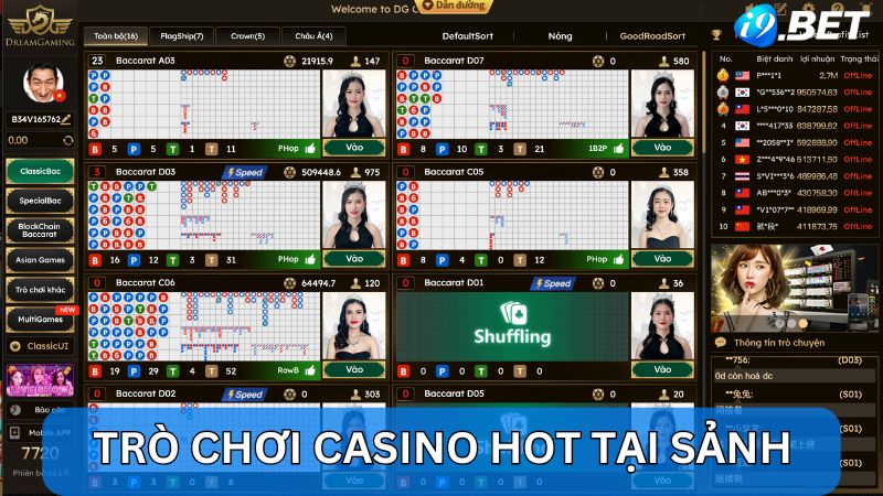 Danh sách trò chơi Casino hot tại sảnh 